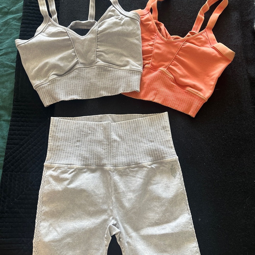 Free People Gray and Orange Athletic Set